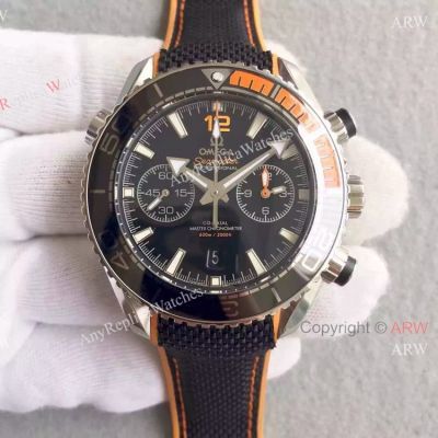 (OM)Swiss Replica Omega Seamaster 600m Master SS Black Chronograph Face